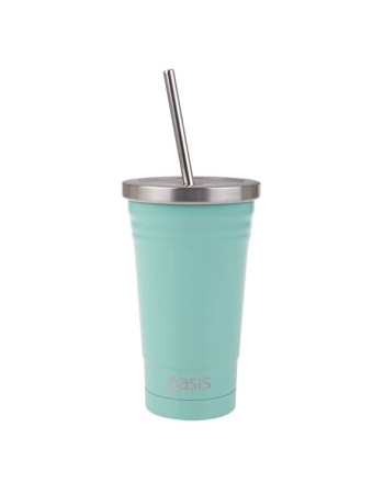 Oasis Stainless Steel Double Wall Insulated Smoothie Tumbler W/ Straw 500ml - Spearmint
