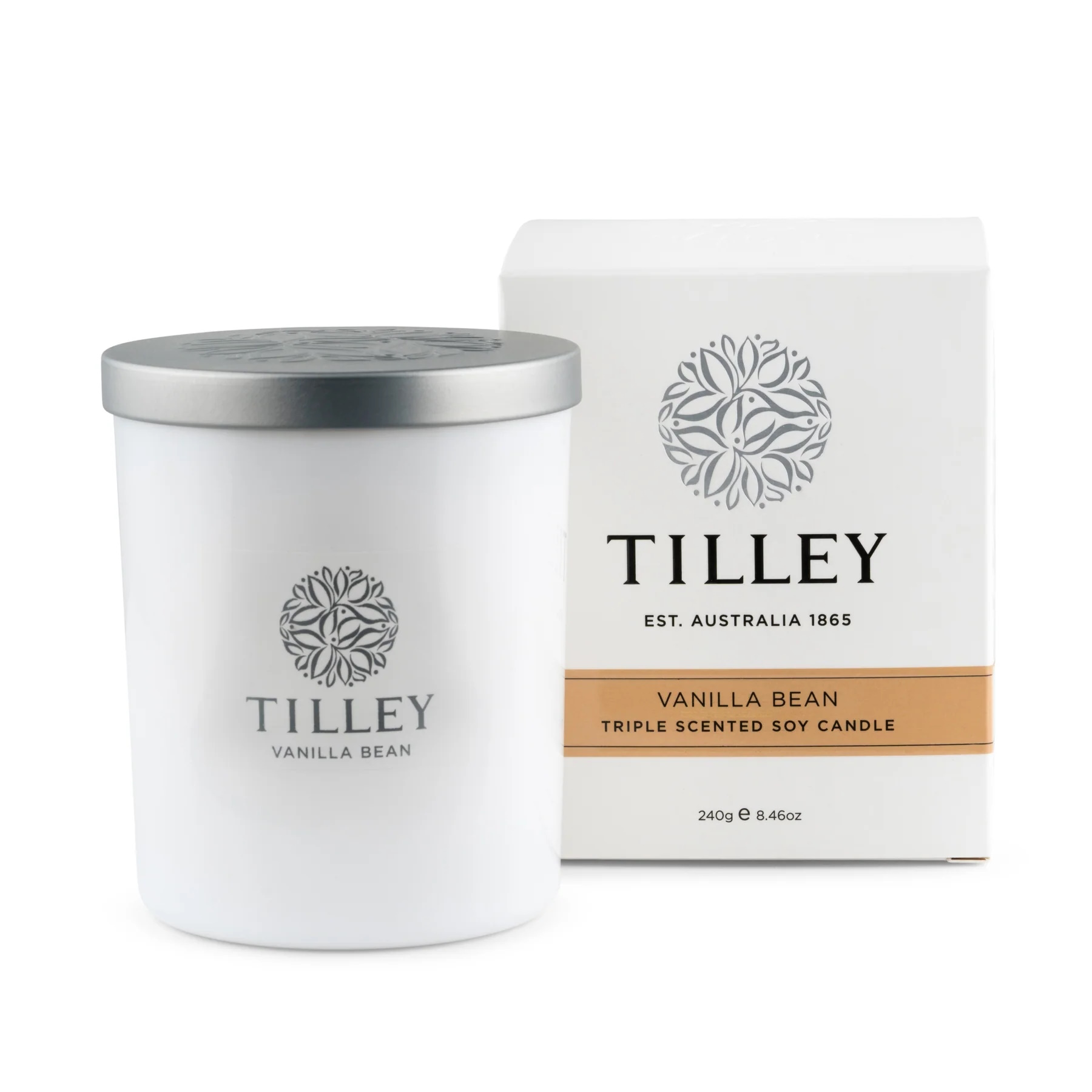 Tilley Classic White Soy Wax Candle 240g Vanilla Bean
