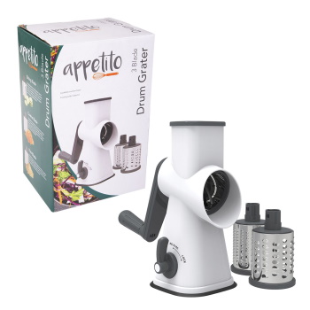 Appetito 3 Blade Drum Grater W/Lockable Suction Base