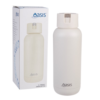 Oasis Moda Ceramic Lined Stainless Steel Triple Wall Insulated Drink Bottle 1l - Alabaster