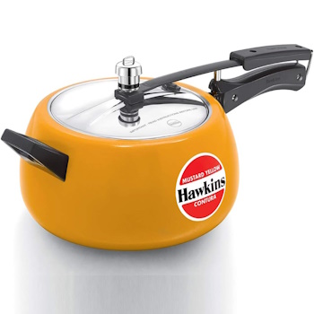 Hawkins Ceramic-coated Contura 5 Litre - Mustard Yellow Pressure Cooker - CMY50