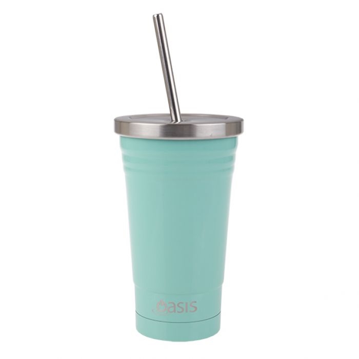 Oasis Stainless Steel Double Wall Insulated Smoothie Tumbler W/ Straw 500ml - Spearmint-1