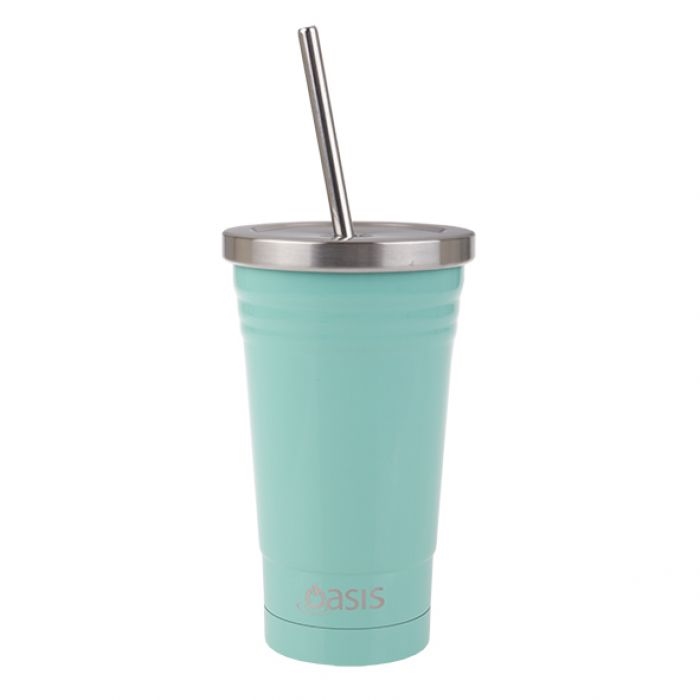 Oasis Stainless Steel Double Wall Insulated Smoothie Tumbler W/ Straw 500ml - Spearmint