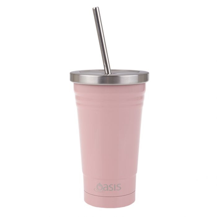 Oasis Stainless Steel Double Wall Insulated Smoothie Tumbler W/ Straw 500ml - Soft Pink-3