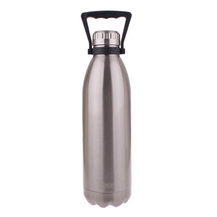 Oasis - Stainless Steel Double Wall Insulated Drink Bottle with Handle 1.5Ltr Silver