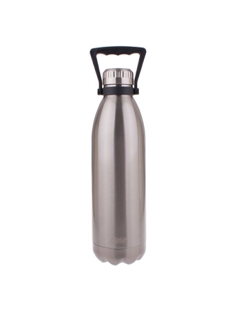 Oasis - Stainless Steel Double Wall Insulated Drink Bottle with Handle 1.5Ltr Silver