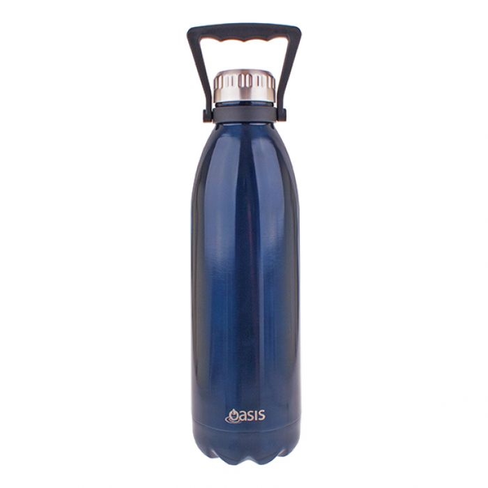 Oasis - Stainless Steel Double Wall Insulated Drink Bottle with Handle 1.5Ltr Navy-1