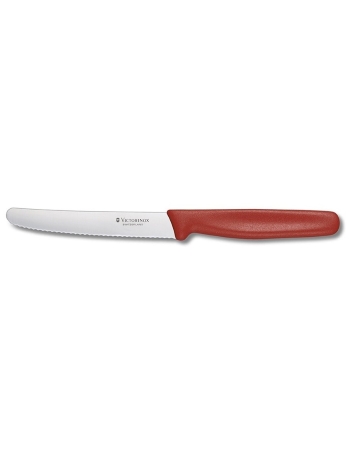 Victorinox Steak and Tomato Knife Round Tip Wavy Edge 11cm Red