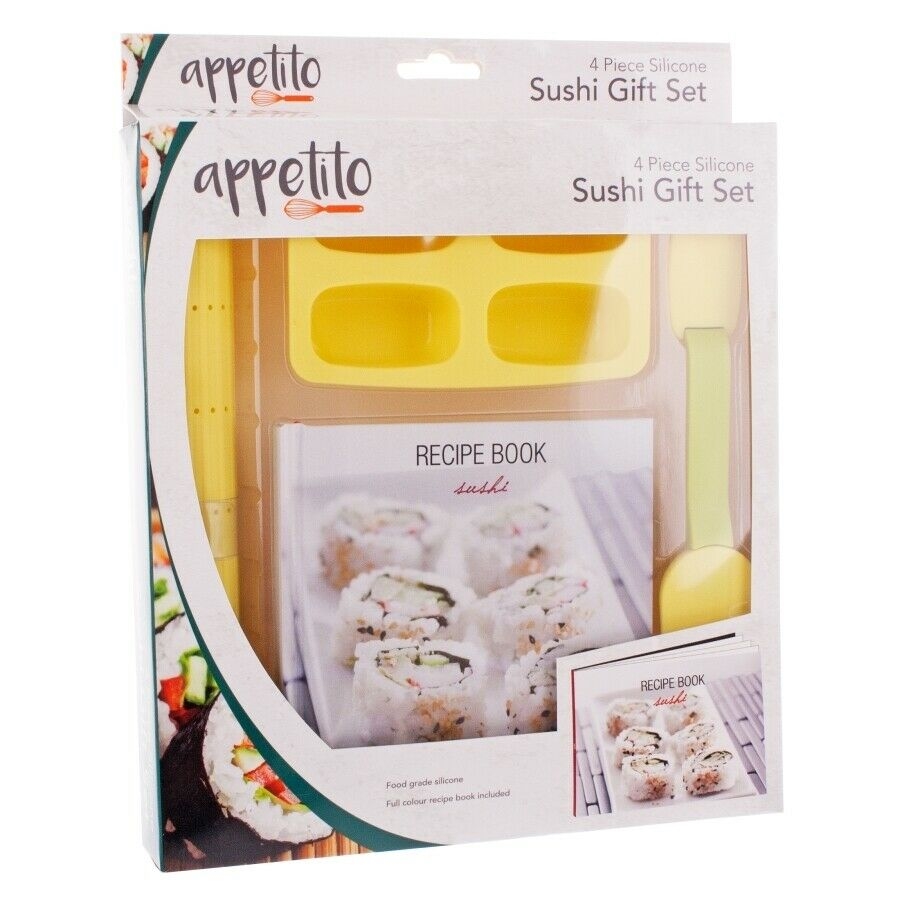Appetito 4 Piece Silicone Sushi Gift Set (W/ Recipe Book)