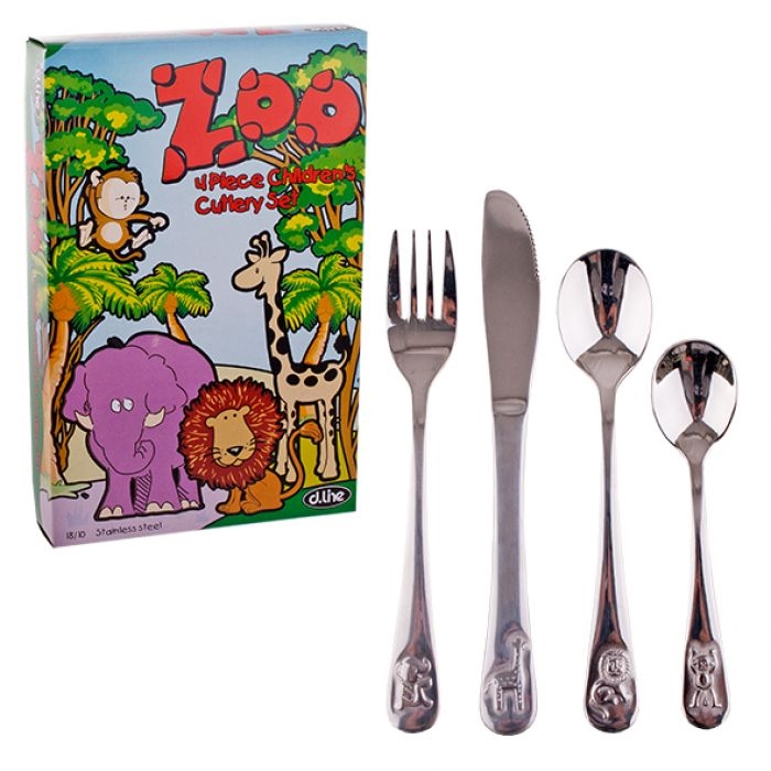 D.line 4 Piece 18/10 Kids Cutlery Set - Zoo-1