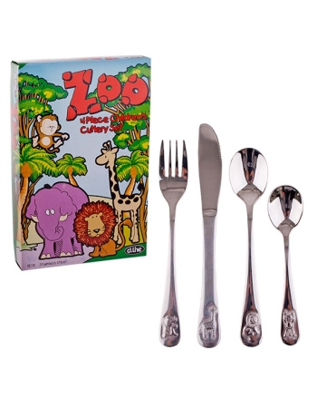 D.line 4 Piece 18/10 Kids Cutlery Set - Zoo