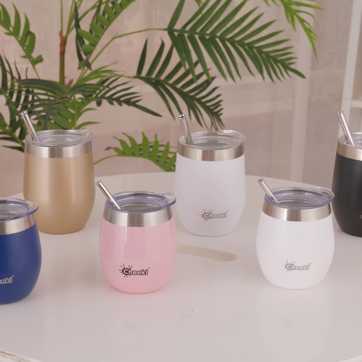Cheeki Insulated Wine Tumbler 320ml Soft Gold-4