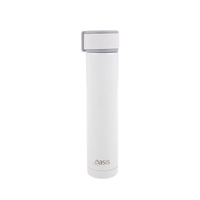 Oasis Skinny Mini Stainless Steel Insulated Drink Bottle - White (250ml)