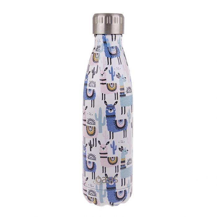 Oasis Stainless Steel Double Wall Insulated Drink Bottle 500ml - Llamas