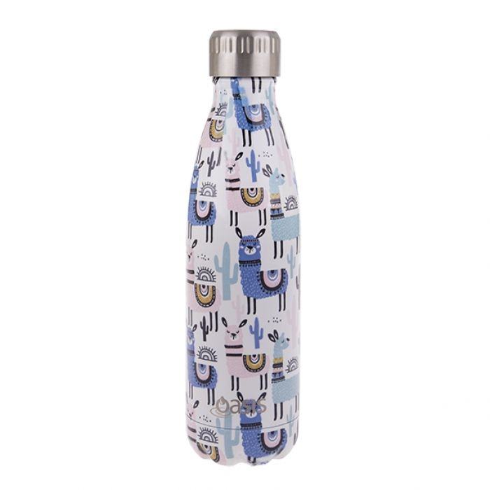 Oasis Stainless Steel Double Wall Insulated Drink Bottle 500ml - Llamas-3