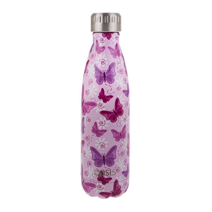 Oasis Stainless Steel Double Wall Insulated Drink Bottle 500ml - Butterflies-1