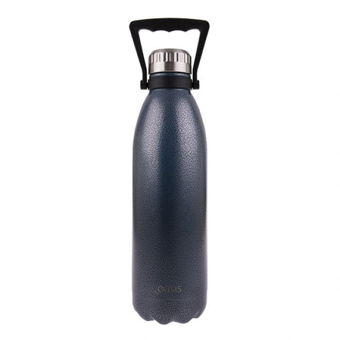 Oasis Stainless Steel Double Wall Insulated Drink Bottle W Handle 1.5l - Hammertone Blue-3