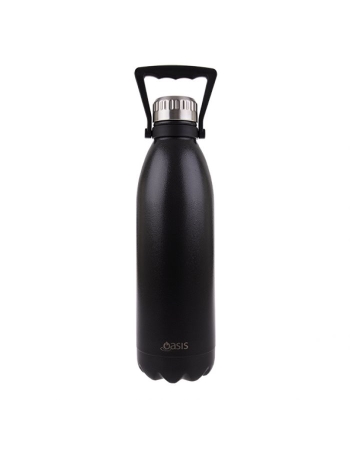 Oasis Stainless Steel Double Wall Insulated Drink Bottle W Handle 1.5l - Hammertone Grey