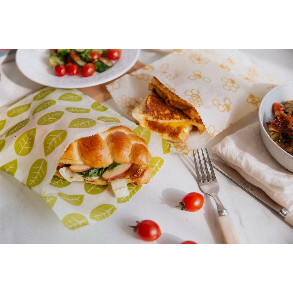 Karlstert Natural Beeswax Sandwich Pouch Leaves Set of 2 -3