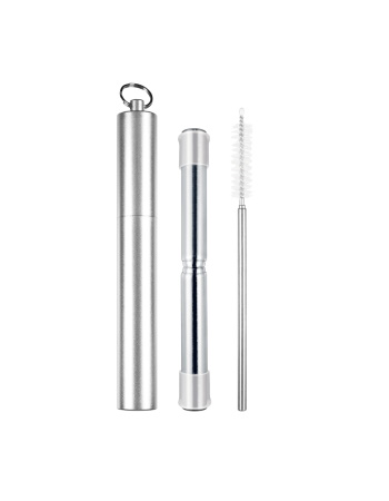 Avanti Telescopic Travel Straw Silver