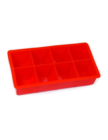 Silicone 8 Cup Ice Cube Tray in Hang Sell Sleeve - Red