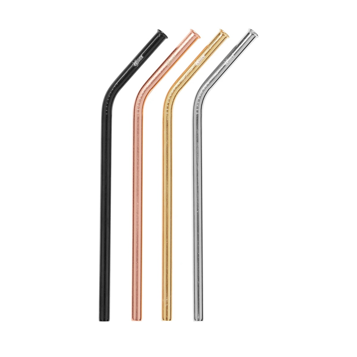 Cheeki Bent Stainless Steel Straw - Silver, Gold, Rose Gold or Black (Assorted) - 1 Straw
