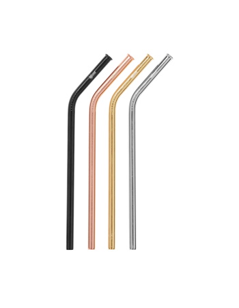 Cheeki Bent Stainless Steel Straw - Silver, Gold, Rose Gold or Black (Assorted) - 1 Straw