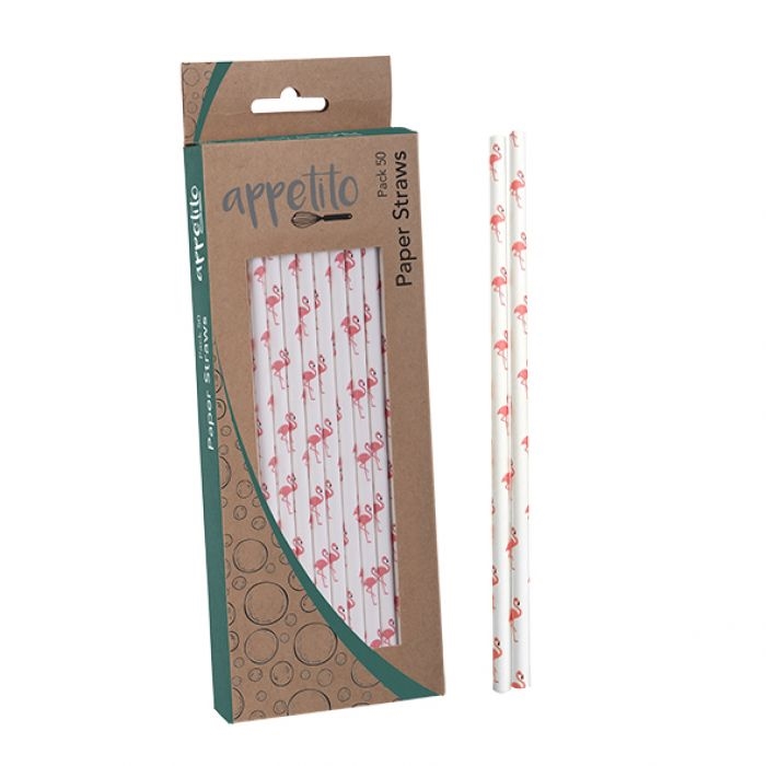 Appetito Paper Straws Pack 50 - Flamingoes-1