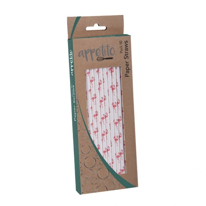 Appetito Paper Straws Pack 50 - Flamingoes-3