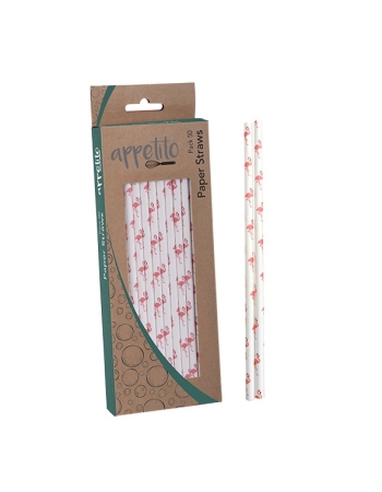 Appetito Paper Straws Pack 50 - Flamingoes