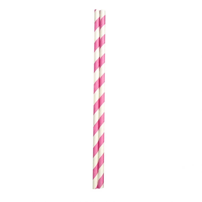 Appetito Paper Straws Pack 50 - Pink Stripes-2