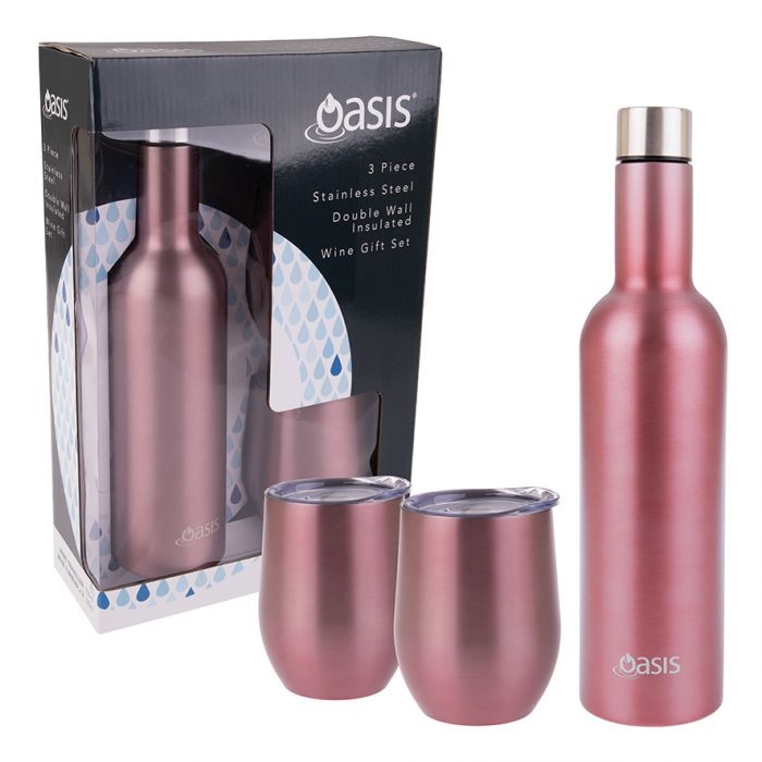 Oasis - Stainless Steel Double Wall Insulated Wine Gift Set Rose-1