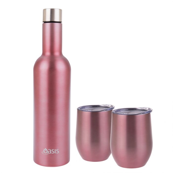 Oasis - Stainless Steel Double Wall Insulated Wine Gift Set Rose-2