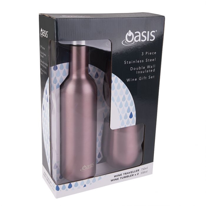 Oasis - Stainless Steel Double Wall Insulated Wine Gift Set Rose-3