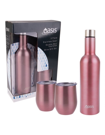 Oasis - Stainless Steel Double Wall Insulated Wine Gift Set Rose