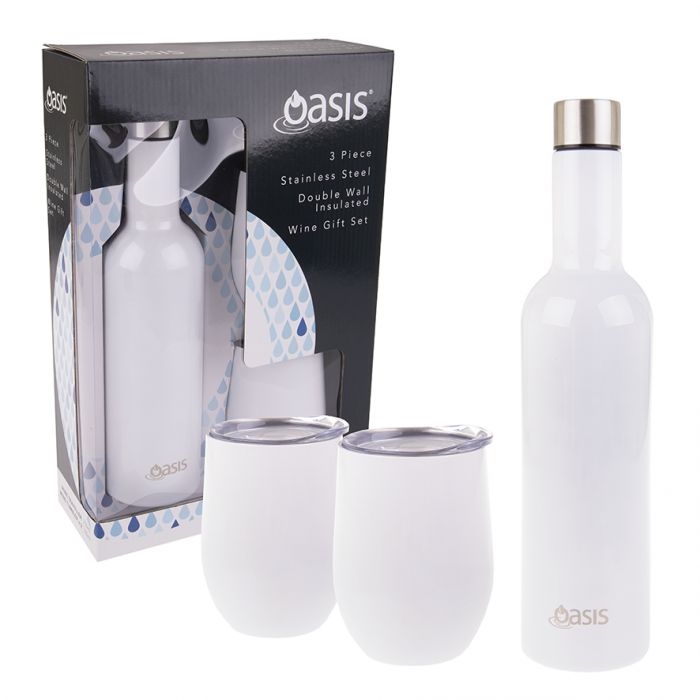 Oasis - Stainless Steel Double Wall Insulated Wine Gift Set White-1