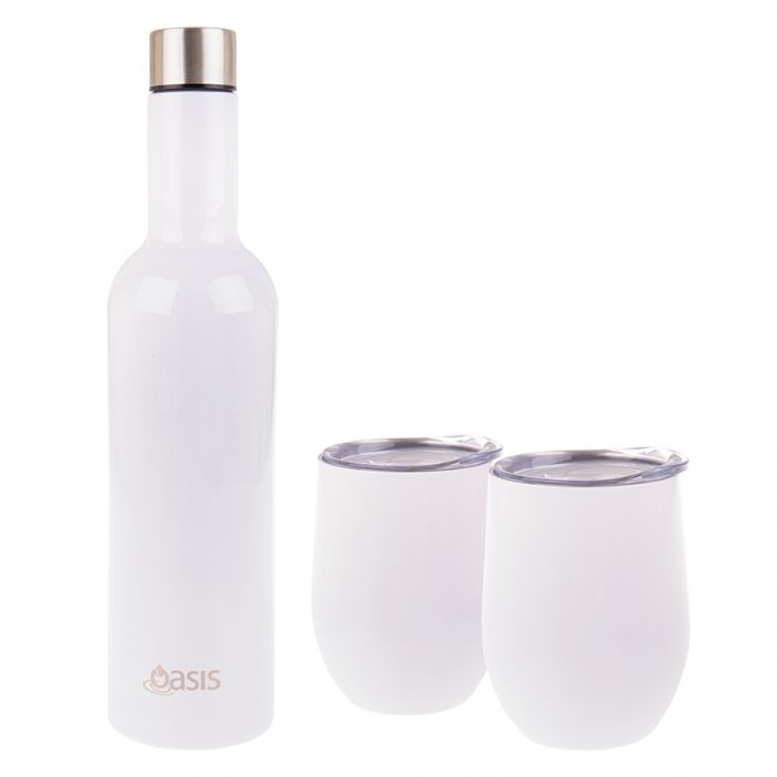 Oasis - Stainless Steel Double Wall Insulated Wine Gift Set White-2