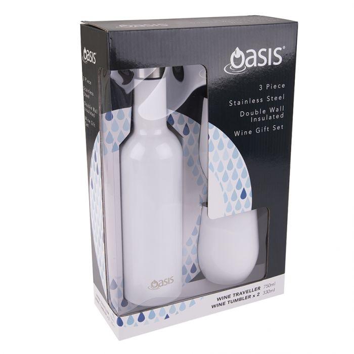Oasis - Stainless Steel Double Wall Insulated Wine Gift Set White-4