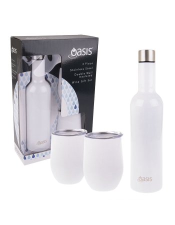 Oasis - Stainless Steel Double Wall Insulated Wine Gift Set White