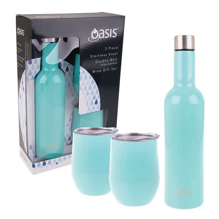 Oasis - Stainless Steel Double Wall Insulated Wine Gift Set Spearmint-1