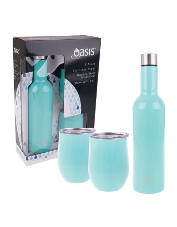 Oasis - Stainless Steel Double Wall Insulated Wine Gift Set Spearmint