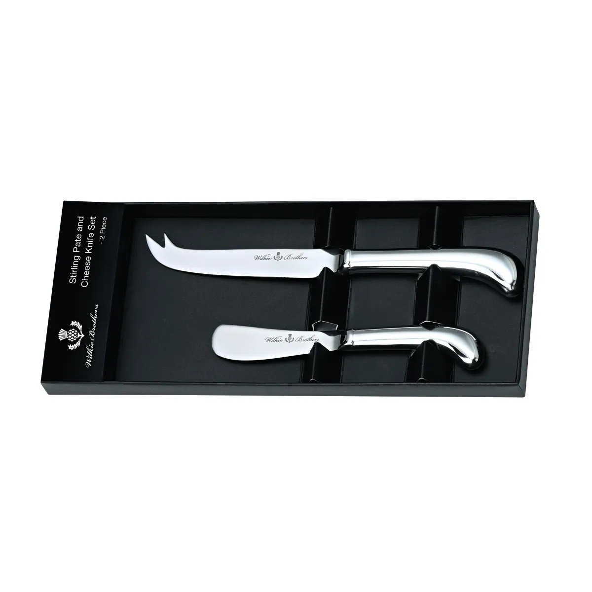 Wilkie Brothers Pistol Stirling Stainless Steel Pate Cheese Knives Knife Set 2pc -3