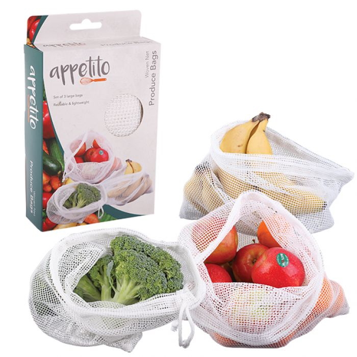 Appetito Woven Net Produce Bags 3pc-1