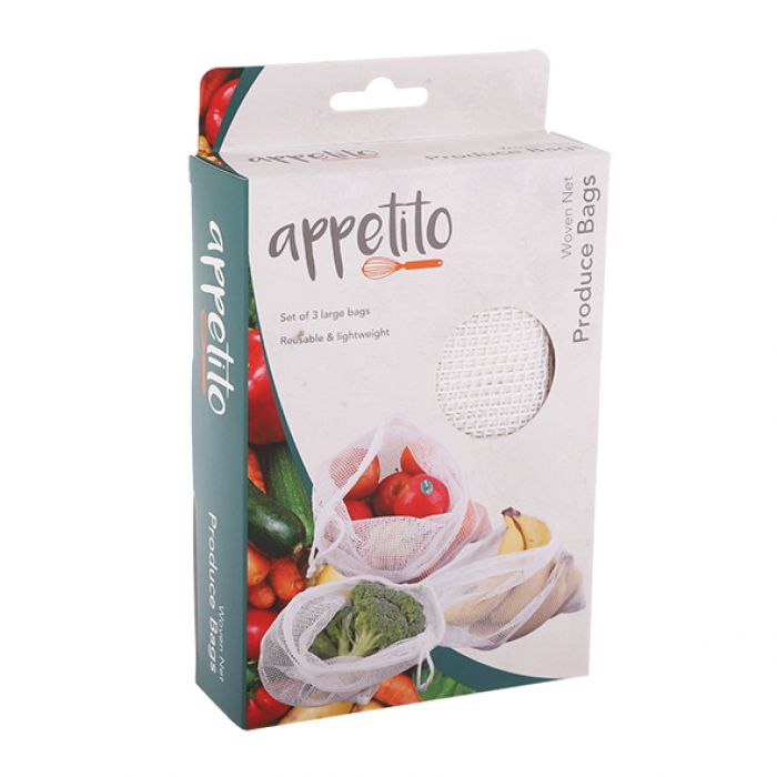 Appetito Woven Net Produce Bags 3pc-4
