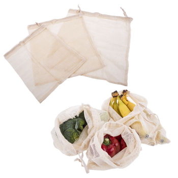 Appetito Cotton Net Produce Bags Set 3 Asst. Sizes