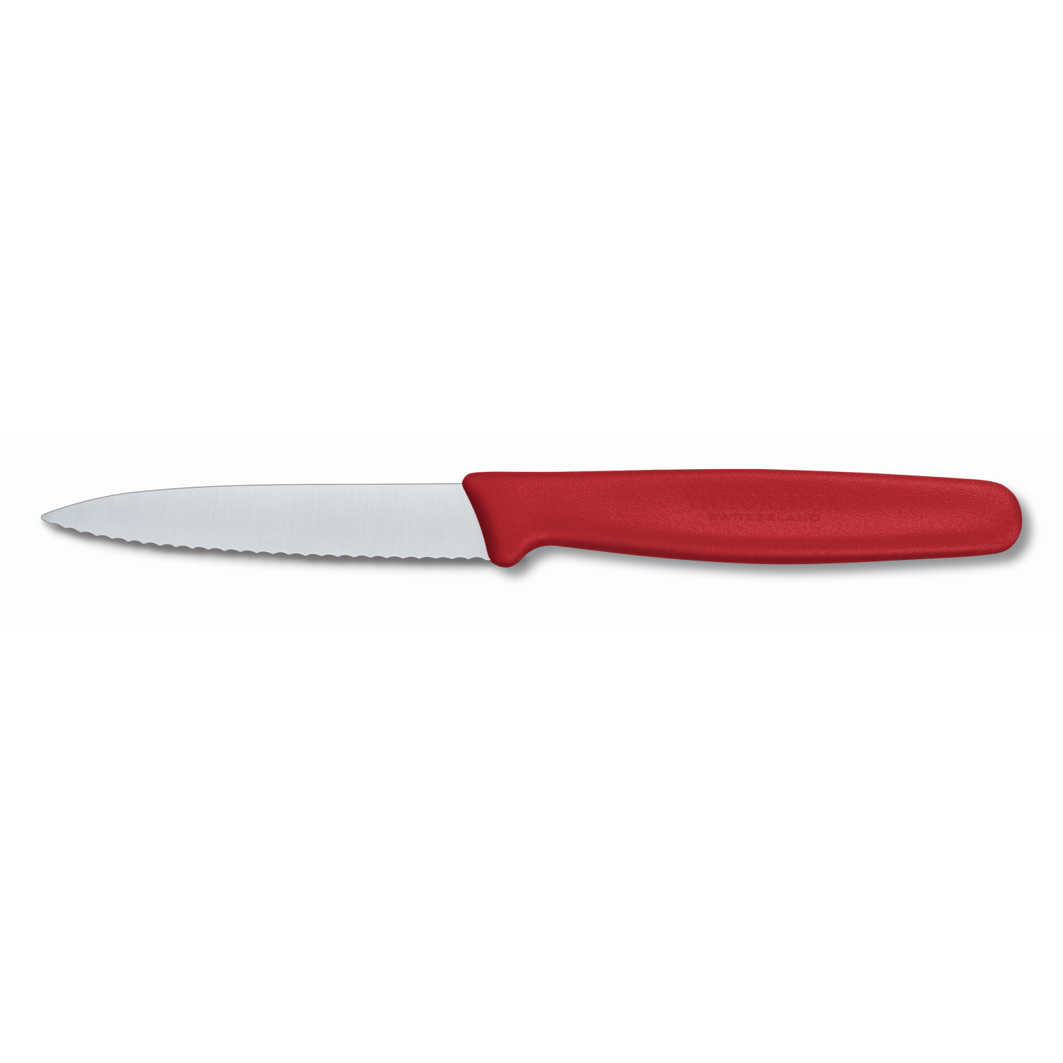 Paring Knife, 10cm Pointed Blade Wavy, Nylon - Red 