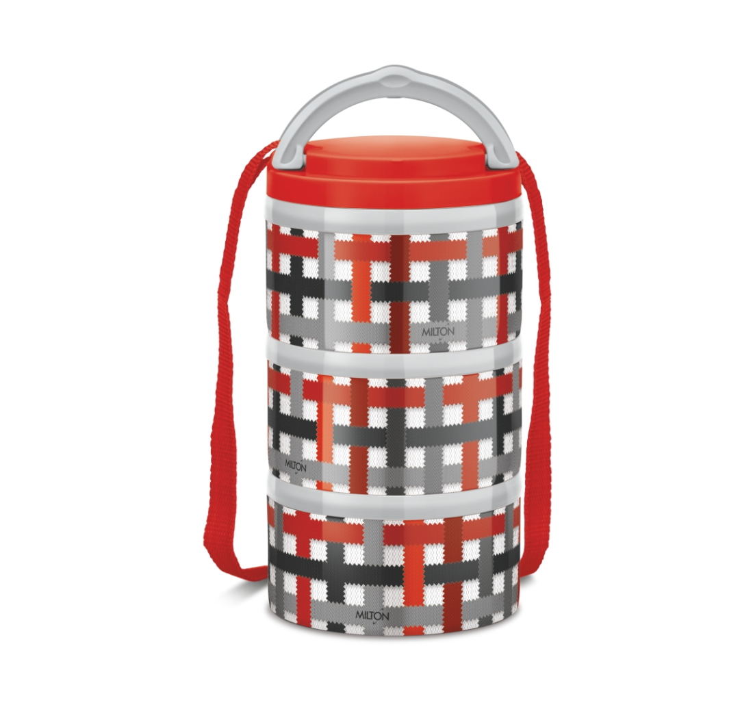 Milton 3 Tier Microwow Tiffin Red-3