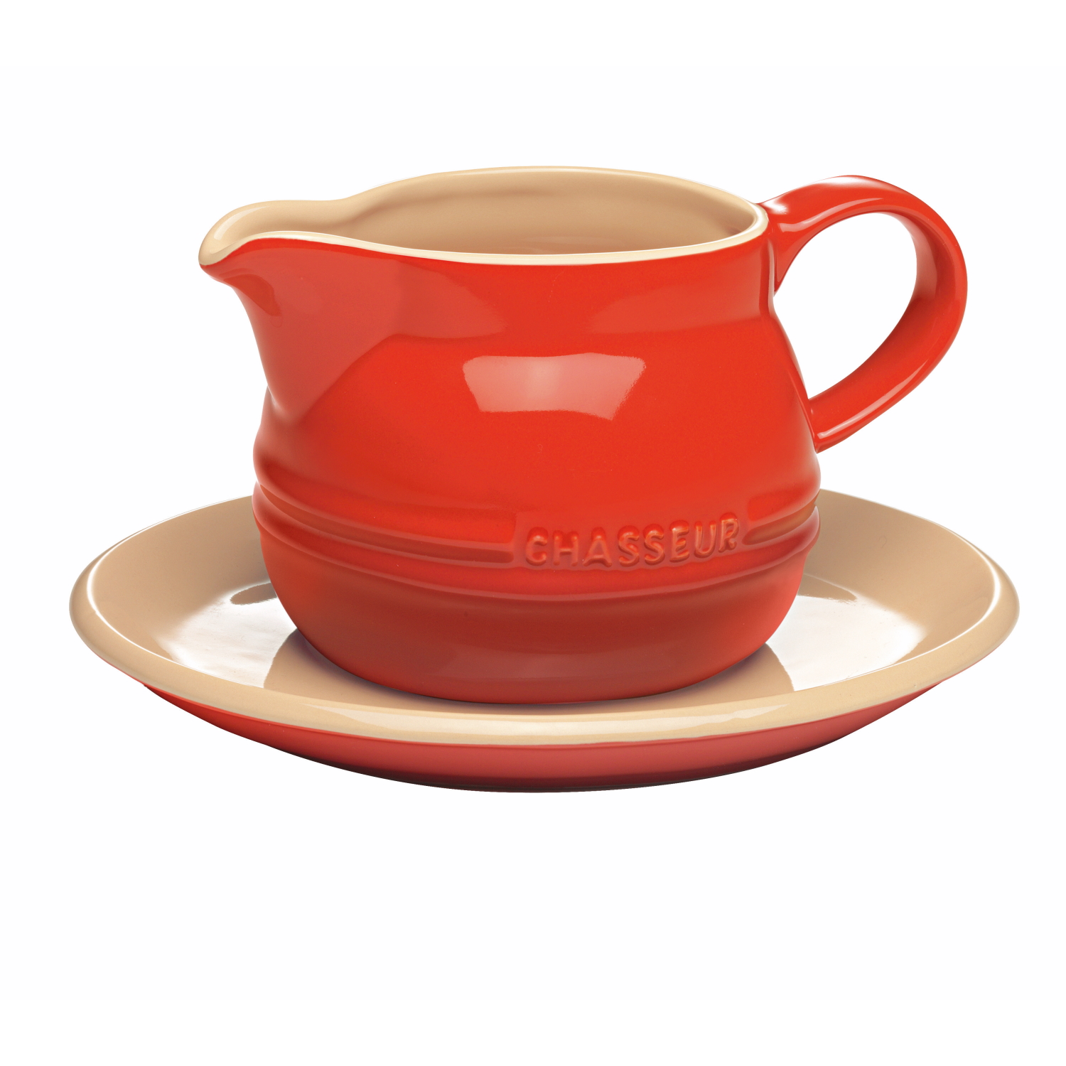 Chasseur La Cuissn Gravy Boat+Saucer Red
