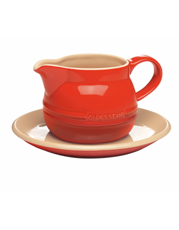 Chasseur La Cuissn Gravy Boat+Saucer Red