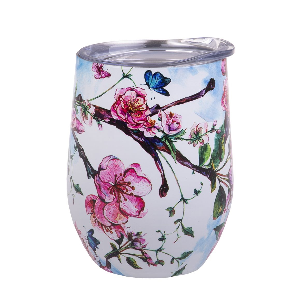 Oasis Stainless Steel Double Wall Insulated Wine Tumbler 330ml - SPRING BLOSSOM